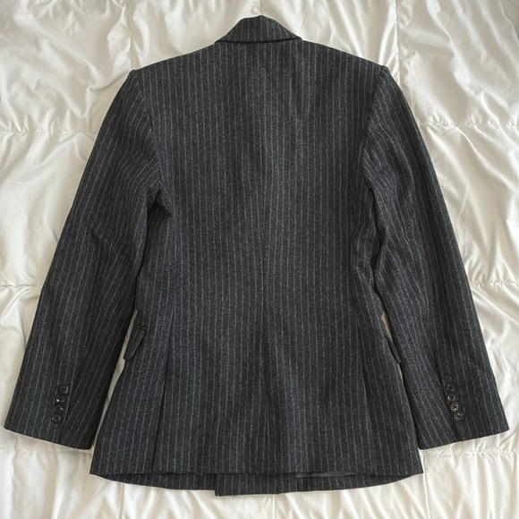 Rare Nili Lotan Women’s Pinstripe Virgin Wool Double-Breasted Jacket Gray Size38 - Picture 2 of 12